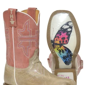 Tin Haul Big Kids Boots - Rainbow Star with Butterfly Sole