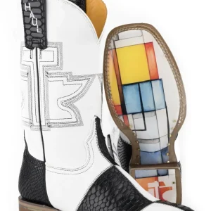 Tin Haul Ladies Black and White Square Toe Boots