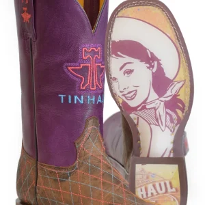 Tin Haul Ladies Square Toe Boots - Rodeo Sweetheart with Retro Cowgirl Sole