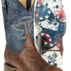 Tin Haul Mens Ace Of Spades Square Toe Boots