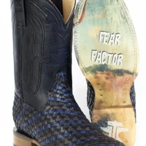 Tin Haul Mens Black N Blue Square Toe Boots