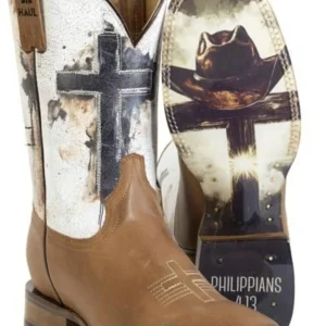 Tin Haul Mens Church Cross Square Toe Boots