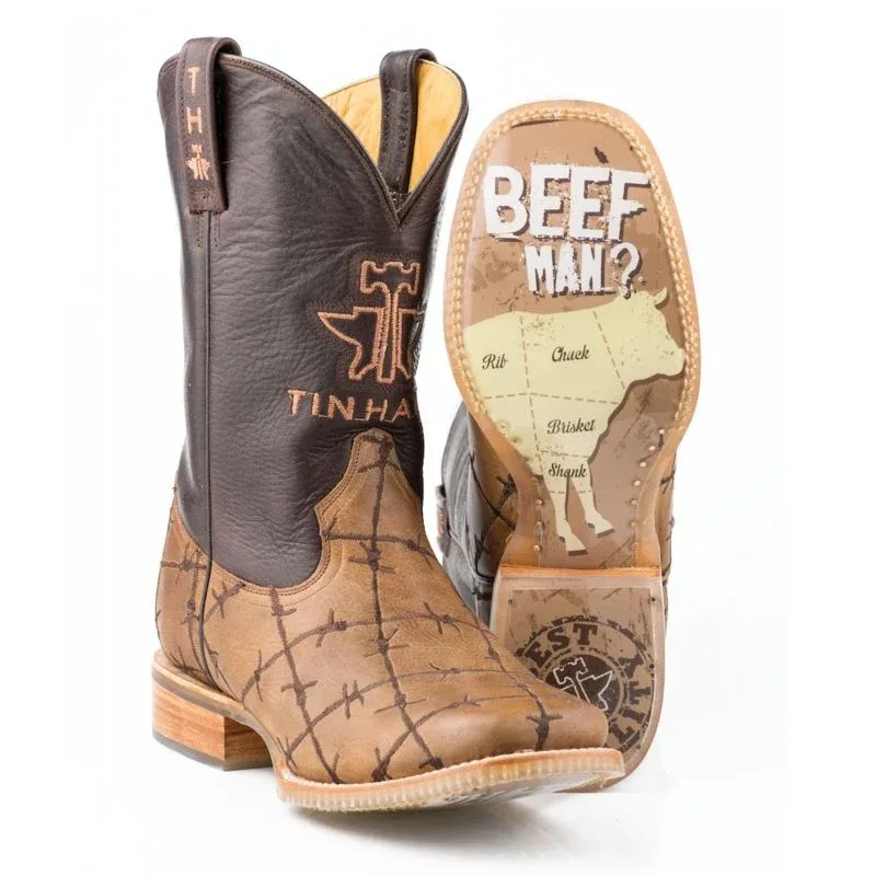 Tin Haul Mens Dont Fence Me In Sq Toe Boots