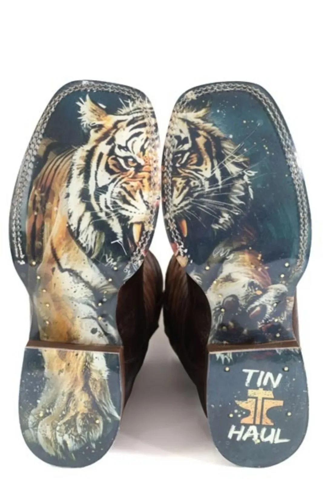 Tin Haul Mens Eye Of The Tiger Square Toe Boots - Image 2