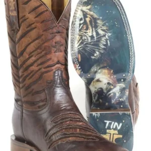 Tin Haul Mens Eye Of The Tiger Square Toe Boots