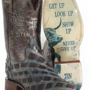 Tin Haul Mens Never Give Up Square Toe Boots