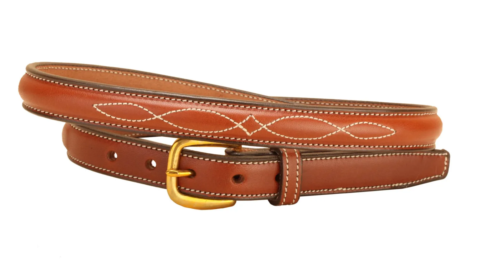 Tory Leather 3/4" Fancy-Stitched Belt with Brass Buckle - Image 2