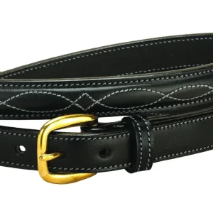 Tory Leather 3/4" Fancy-Stitched Belt with Brass Buckle