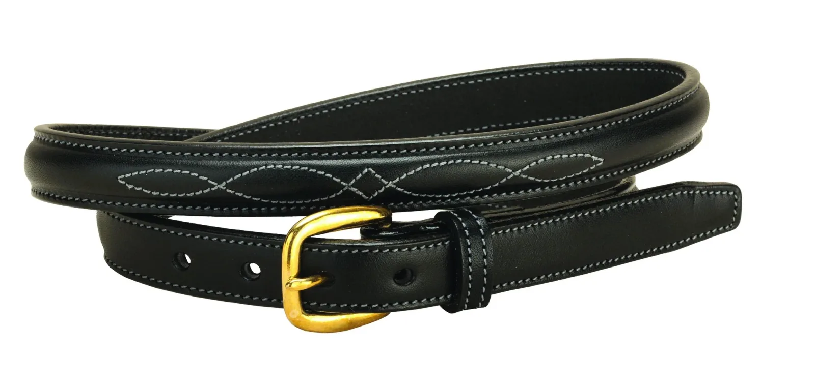Tory Leather 3/4" Fancy-Stitched Belt with Brass Buckle