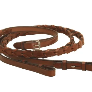 Tory Leather Company 5/8" x 48" Pony Laced Reins with Hook Stud Bit Ends