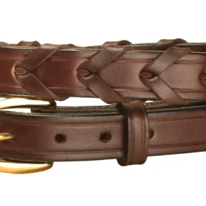 Tory Leather ¾" Laced Belt with Brass Buckle