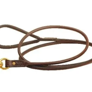 Tory Rolled Leather Dog Leash - 6 Ft 6 ft Blk/Gry
