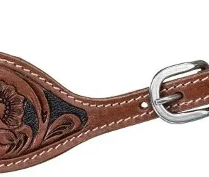 Tough1 Floral Tooled Spur Strap Horse Medium Oil/