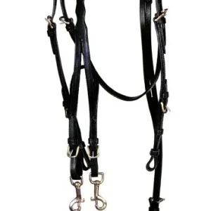 Tough1 Leather Driving Harness Training Bridle