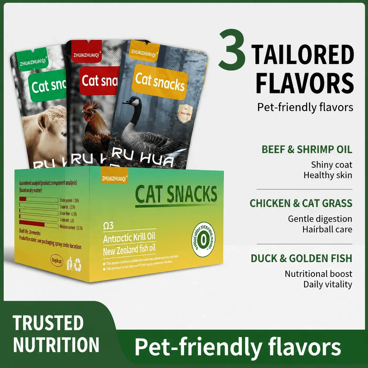 Trace Element Nutrition Pack for Cats & Dogs – Premium Meat Treats with Krill Oil & Fish Oil - Image 2