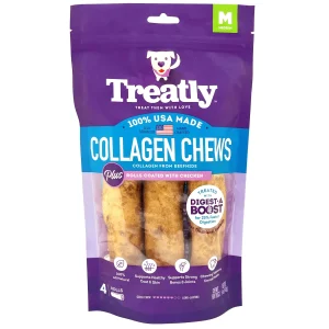 Treatly Collagen Chew Rolls Dog Treats Chicken Medium, 4 pk