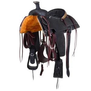 Trent Ward 14in Black Roughout with Rawhide Cantle Team Roper