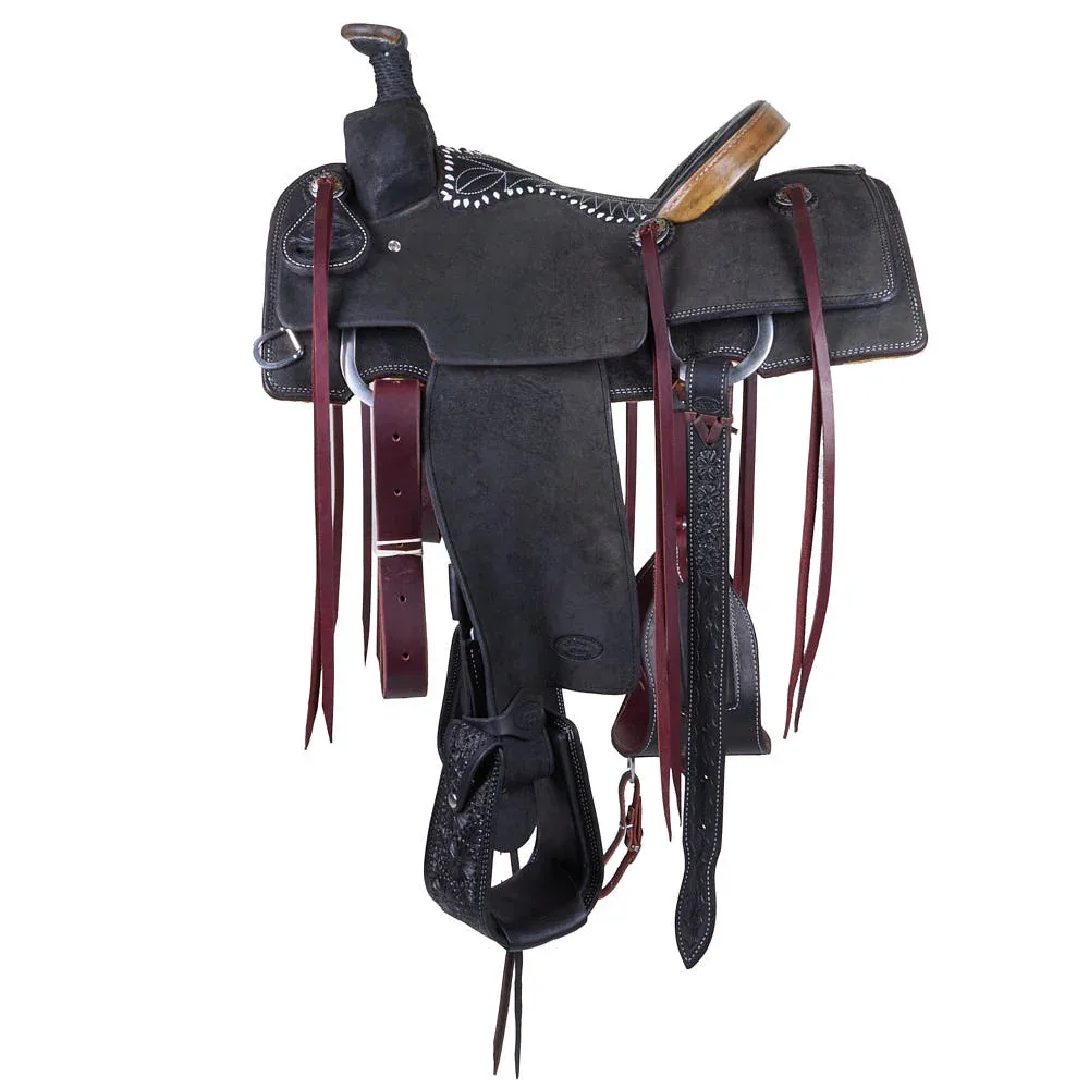 Trent Ward 14in Black Roughout with Rawhide Cantle Team Roper - Image 2