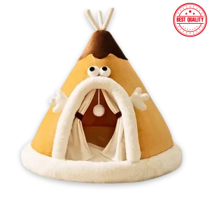 Triangle Yurt Bed for Cats & Small Dogs – Thick & Warm Tent Bed