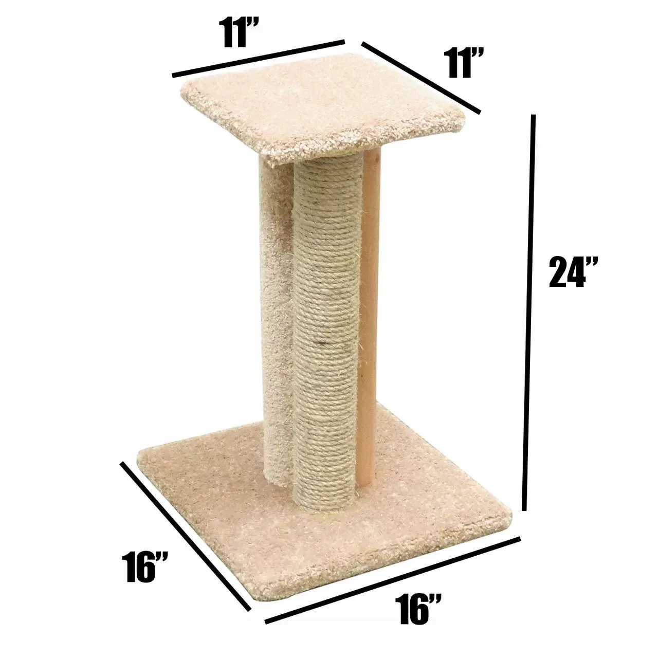 Triple Cat Scratcher | Carpet, Sisal & Wood – Made in USA - Image 2