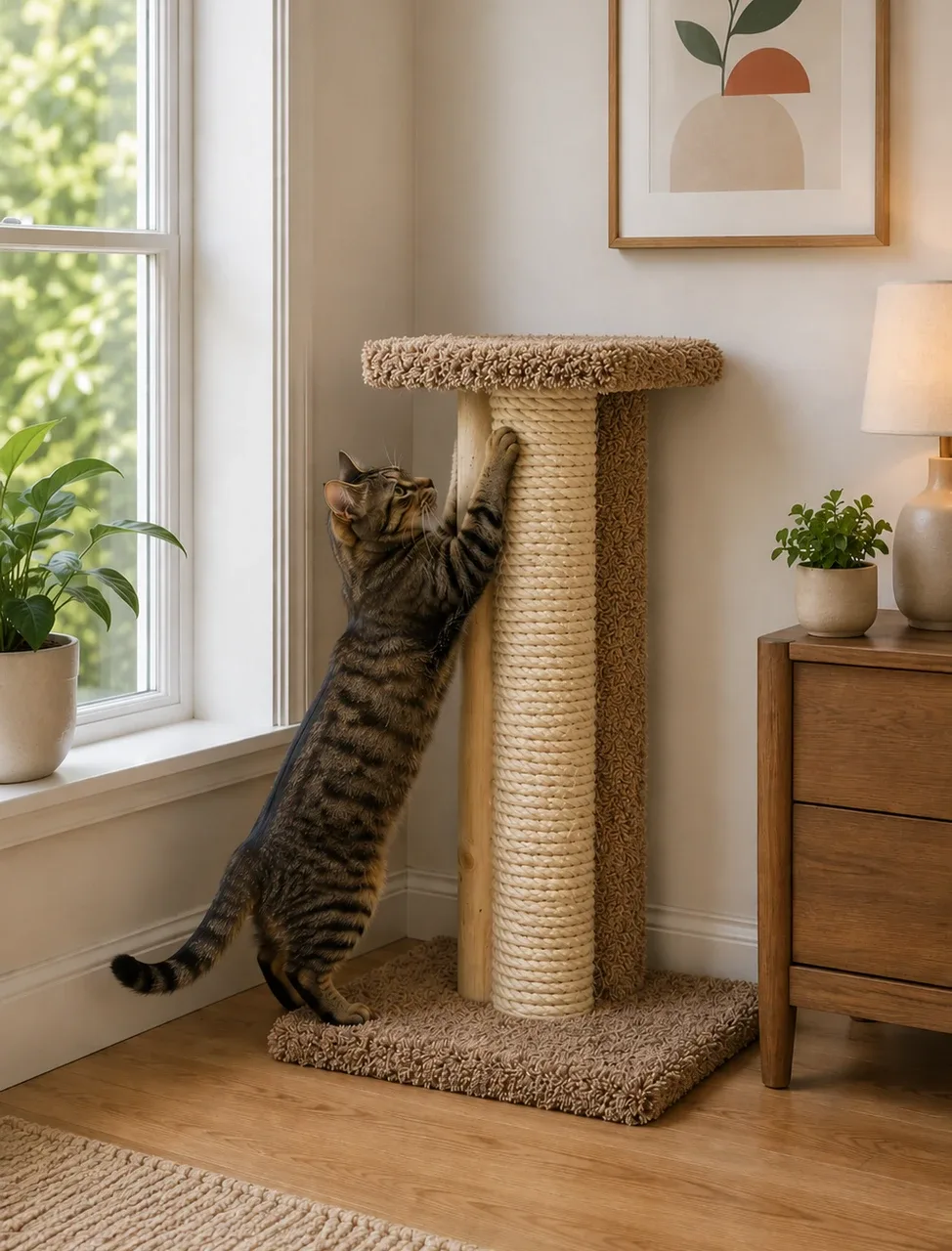 Triple Cat Scratcher | Carpet, Sisal & Wood – Made in USA