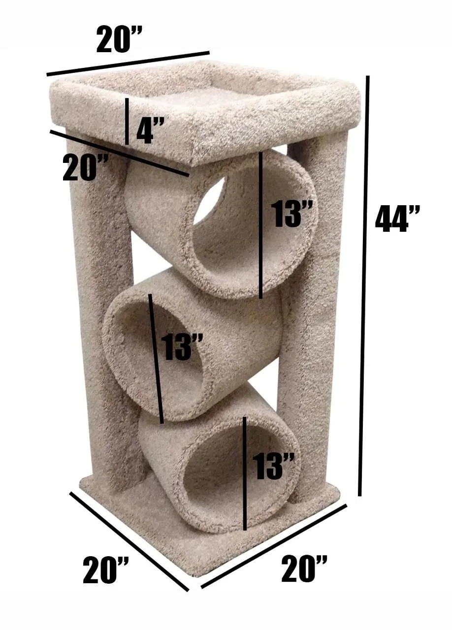 Triple Tunnel Cat Tree for Large Cats | Solid Wood Cat Tower - Image 2