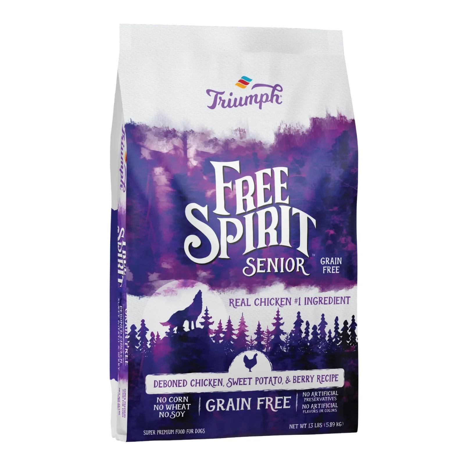 Triumph Free Spirit Grain-Free Senior Dry Dog Food - Deboned Chicken, Sweet Potato & Berry - 13 lb