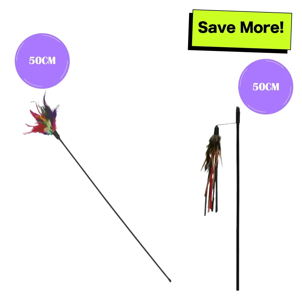 Trixie Playing Rod with Feathers and Leather Straps Toy for Cats Combo