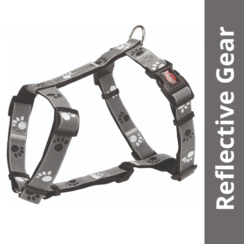 Trixie Silver Reflect H Harness for Dogs (Black & Silver Grey)