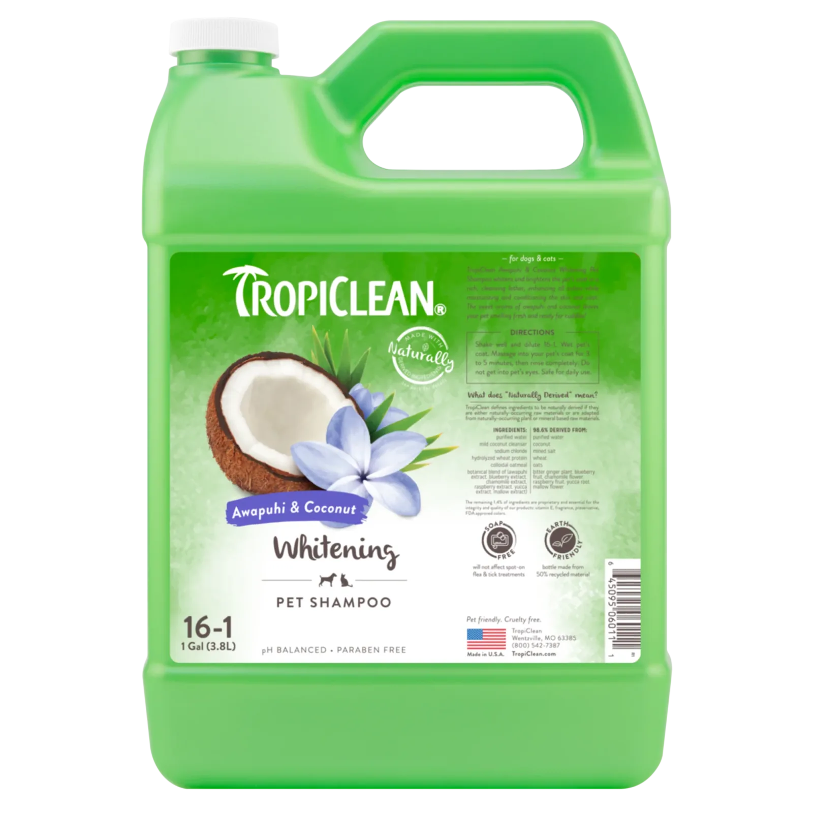 TropiClean Awapuhi & Coconut Whitening Shampoo for Pets 1 gal