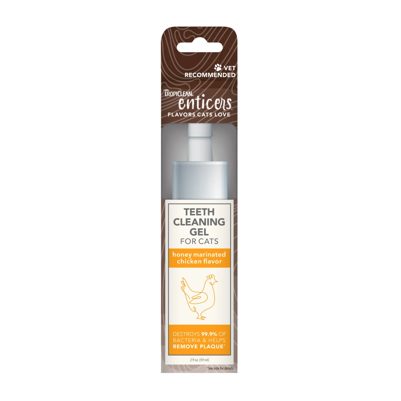 TropiClean Enticers Teeth Cleaning Gel for Cats Honey Marinated Chicken 2 oz