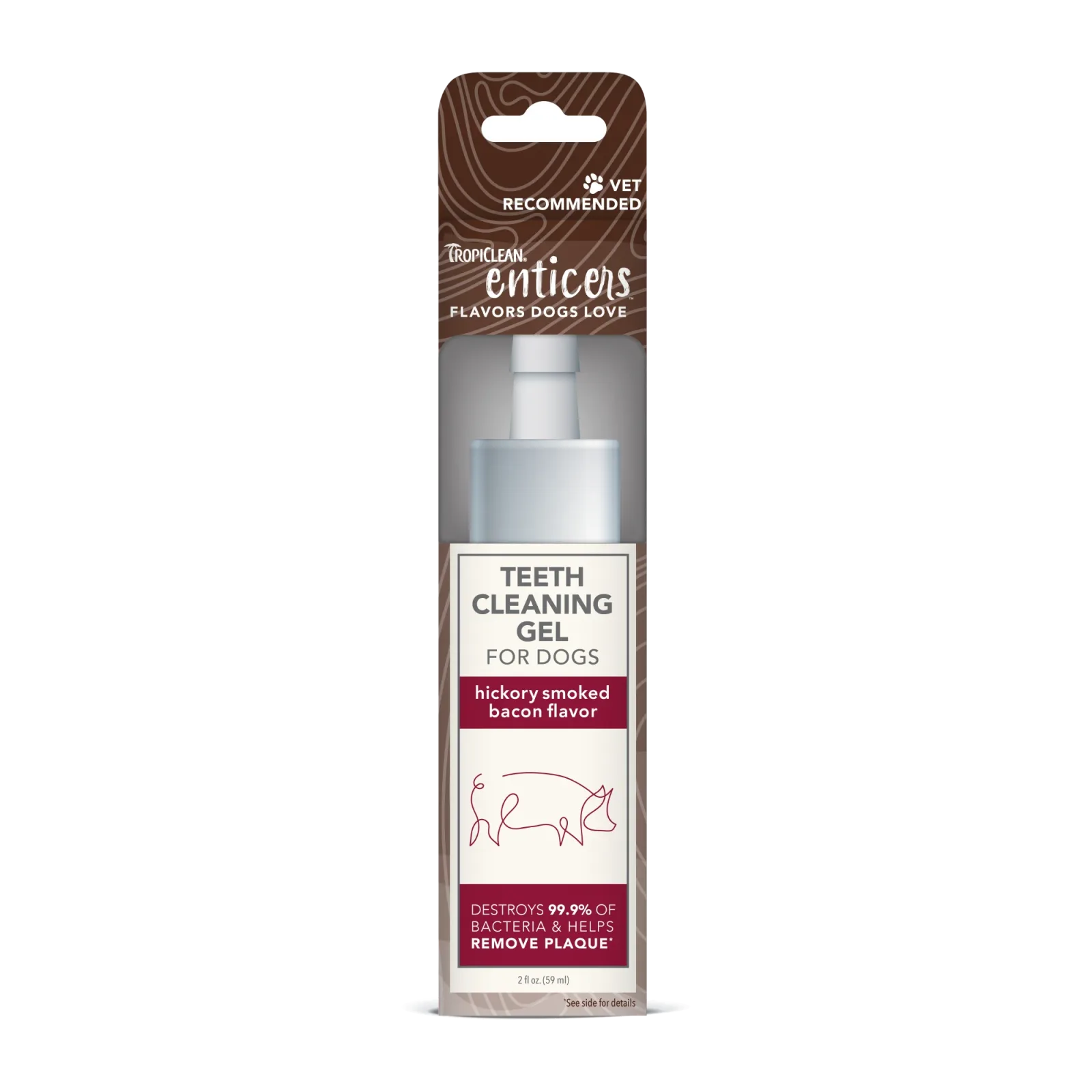 TropiClean Enticers Teeth Cleaning Gel for Dogs Hickory Smoked Bacon 2 oz