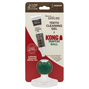 TropiClean Enticers Teeth Cleaning Gel & KONG Dental Ball Beef Brisket 1 oz, Small