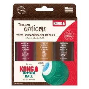 TropiClean Enticers Teeth Cleaning Gel Refills for KONG Dental Ball Variety 3 pk