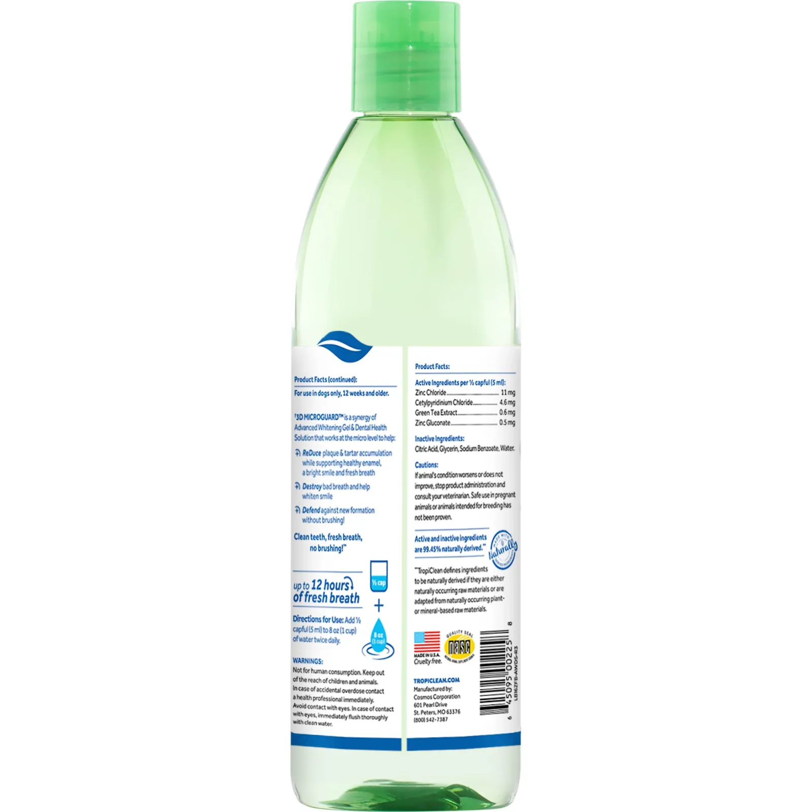 TropiClean Fresh Breath Advanced Whitening Dental Health Solution for Dogs, 16oz - Image 2