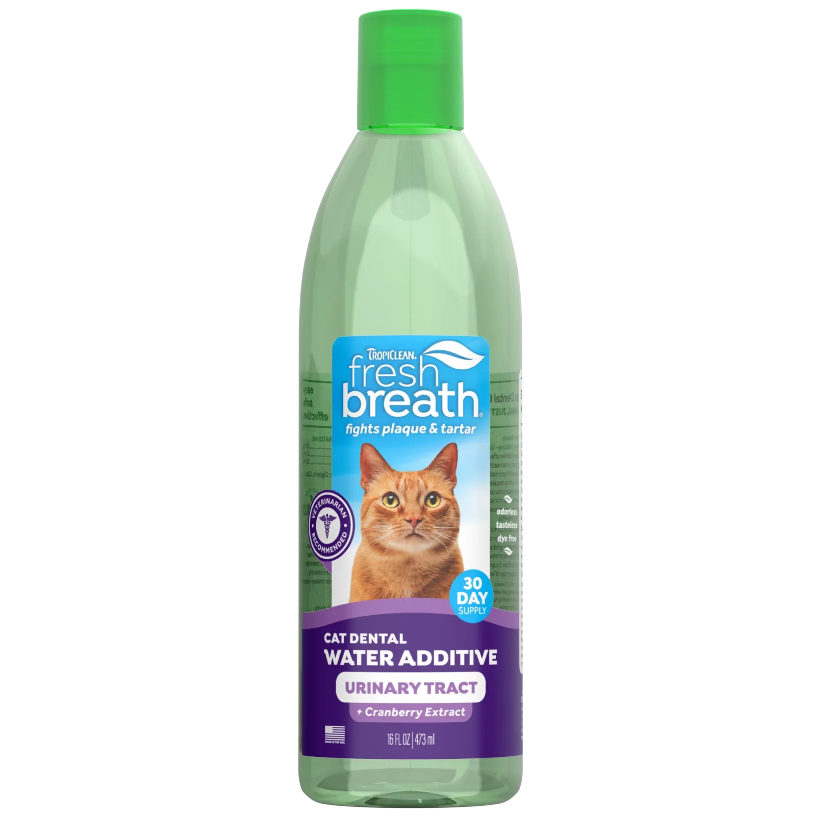TropiClean Fresh Breath Cat Dental Water Additive & Urinary Tract Support 16 oz