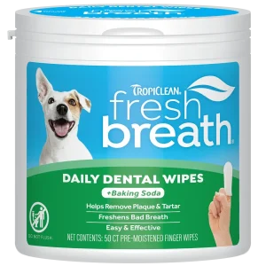 TropiClean Fresh Breath Finger Dental Wipes for Pets