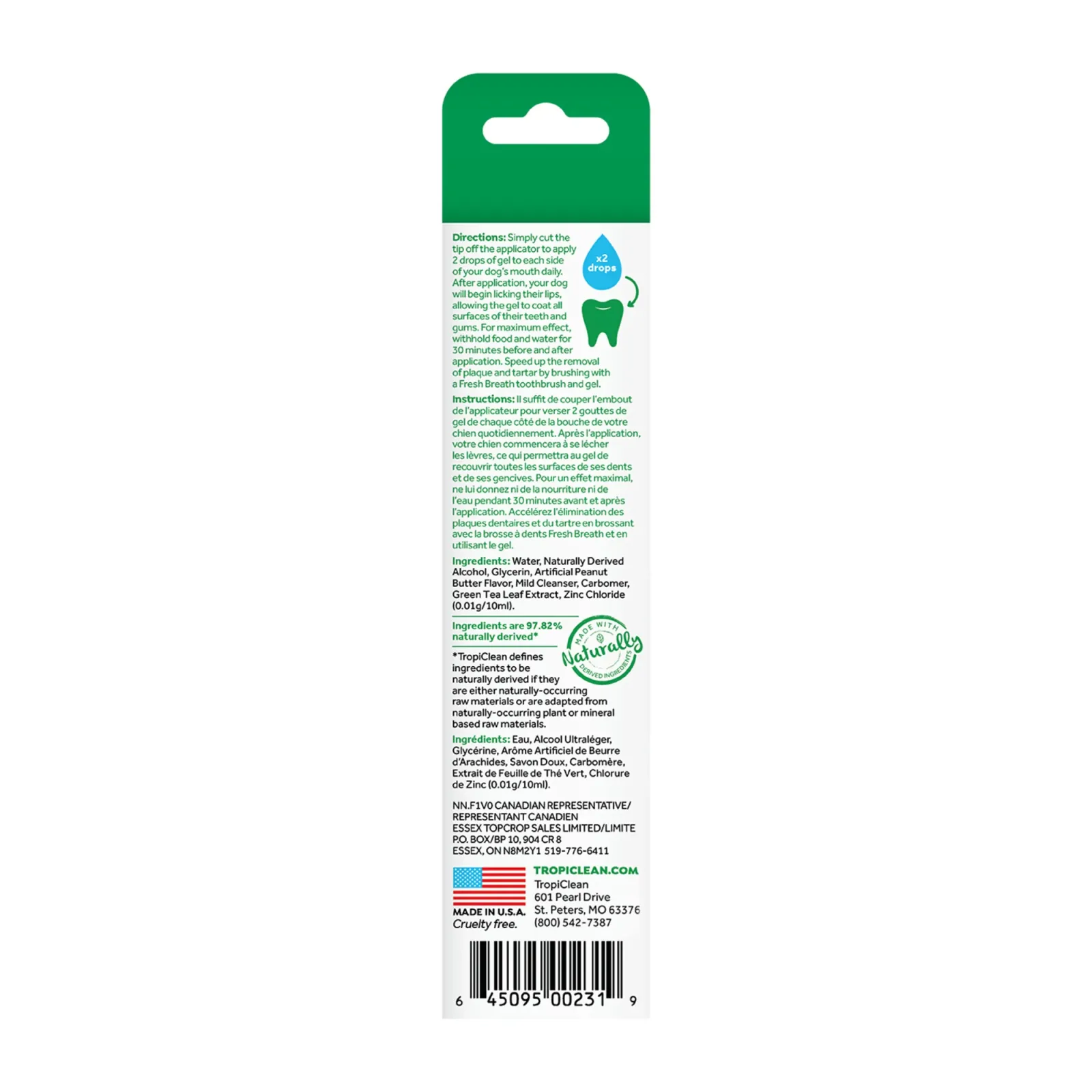 TropiClean Fresh Breath No Brushing Peanut Butter Flavor Clean Teeth Dental & Oral Care Gel for Dogs, 2oz - Image 2