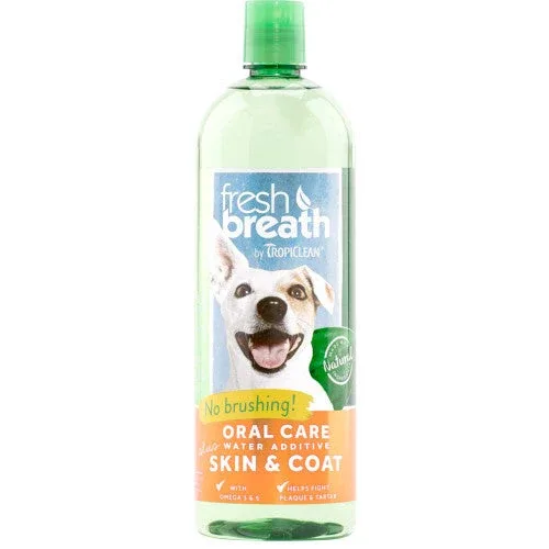 TropiClean Fresh Breath Oral Care Water Additive Plus Skin & Coat for Dogs 33.8 fl. oz - Image 2