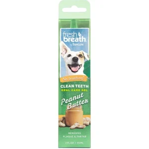 TropiClean Fresh Breath Peanut Butter Clean Teeth Oral Care Gel For Dogs 2 oz