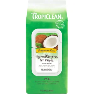 TropiClean Hypoallergenic Cleaning Pet Wipes, 100ct