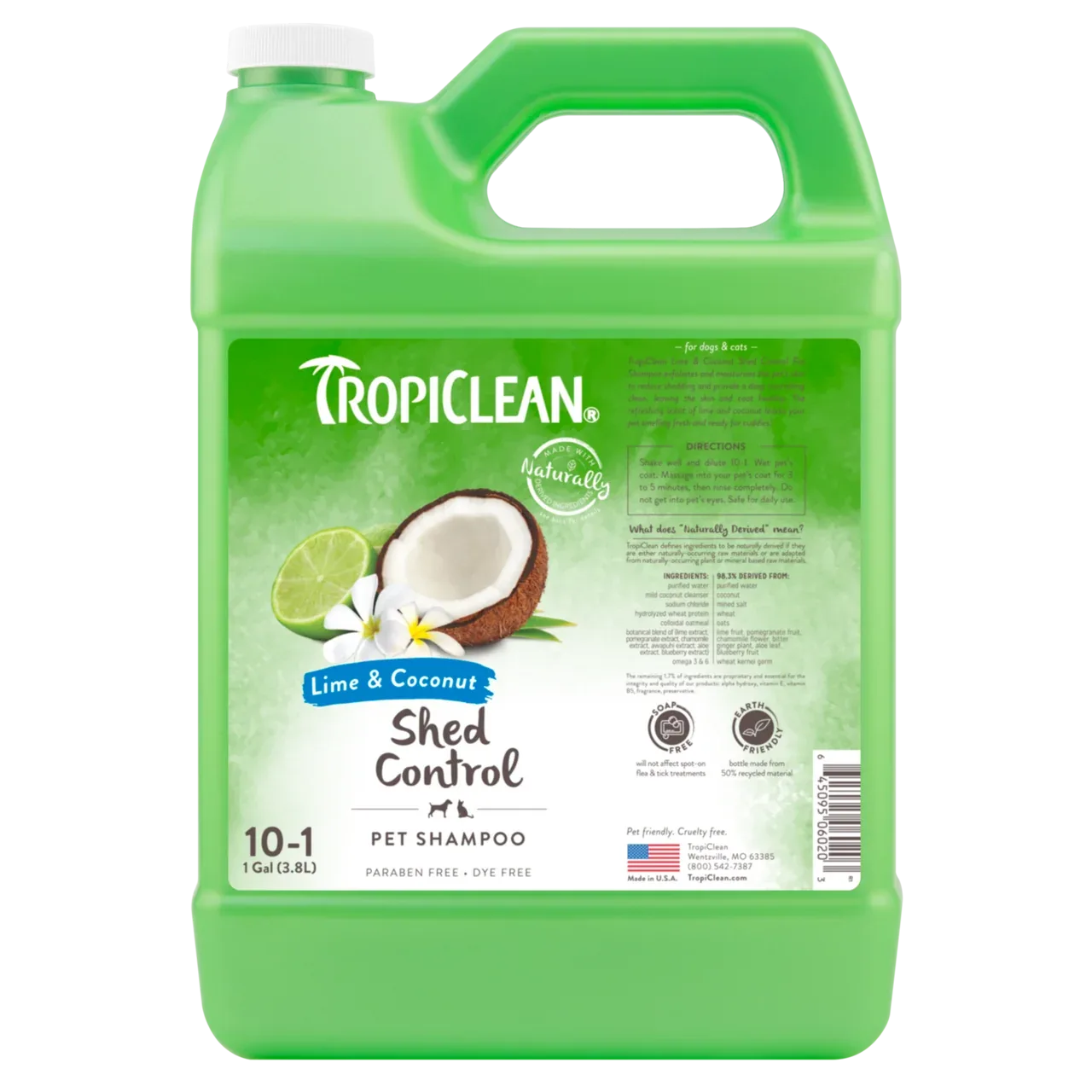TropiClean Lime & Coconut Shed Control Shampoo for Pets 1 gal