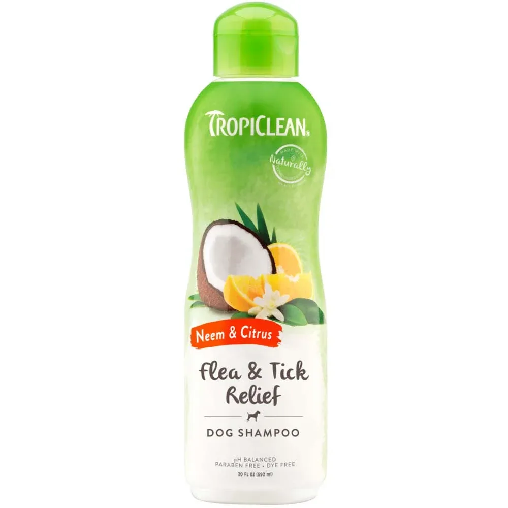TropiClean Neem & Citrus Flea & Tick Relief Shampoo for Dogs 20 fl. oz