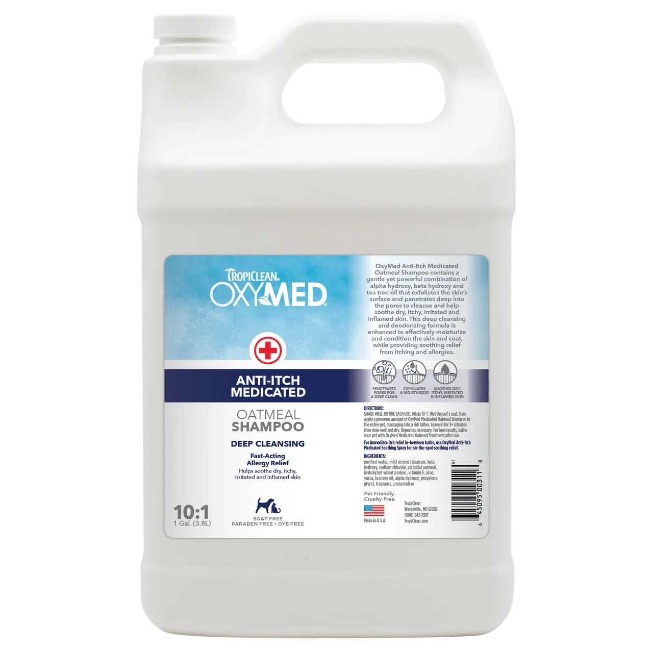 Tropiclean Oxy-Med Oatmeal Dog Shampoo, 1 Gallon