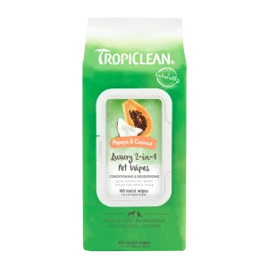 TropiClean Papaya & Coconut Luxury 2-in-1 Pet Wipes 100 ct