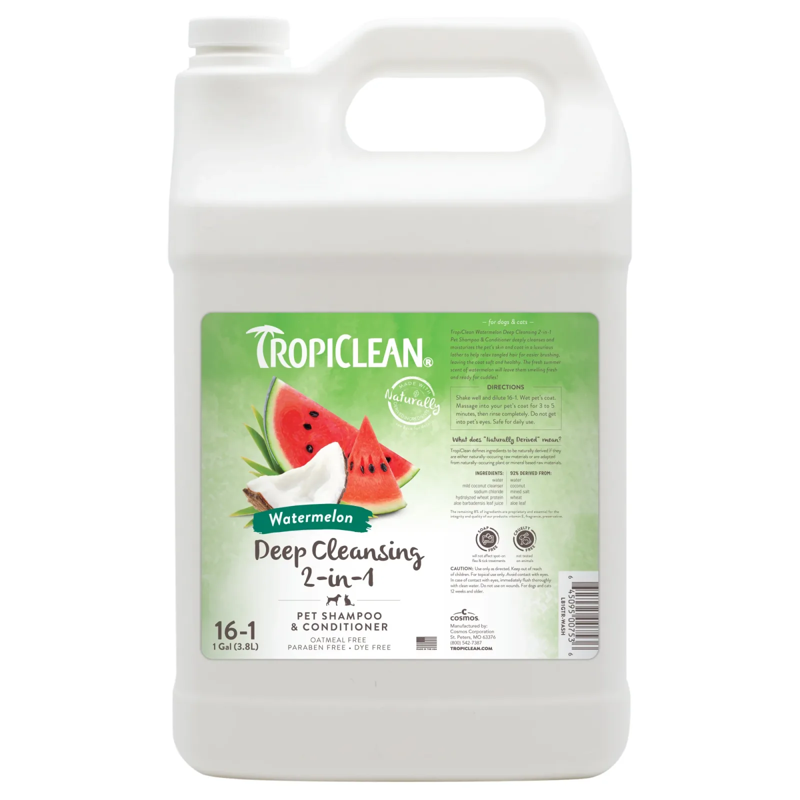 TropiClean Watermelon Deep Cleansing 2-in-1 Shampoo and Conditioner 1 gal