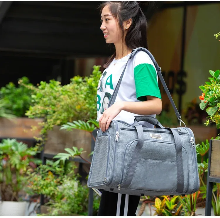 Truelove 1 Side Expandable Duffle Carrier for Dogs & Cats (Heather Gray)