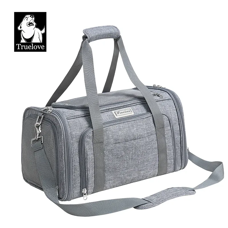 Truelove 3 Side Expandable Duffle Carrier for Dogs & Cats (Heather Gray) - Image 2