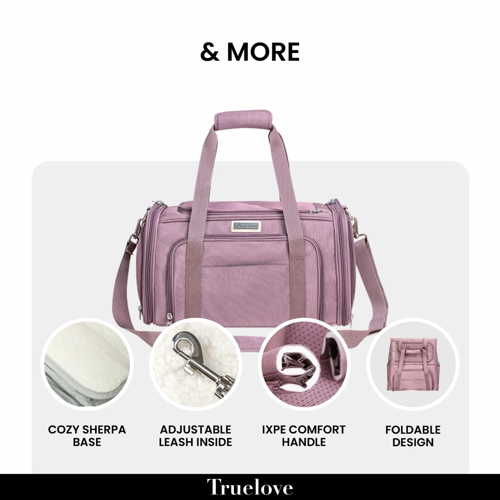 Truelove 3 Side Expandable Duffle Carrier for Dogs & Cats (Wistful Mauve) - Image 2