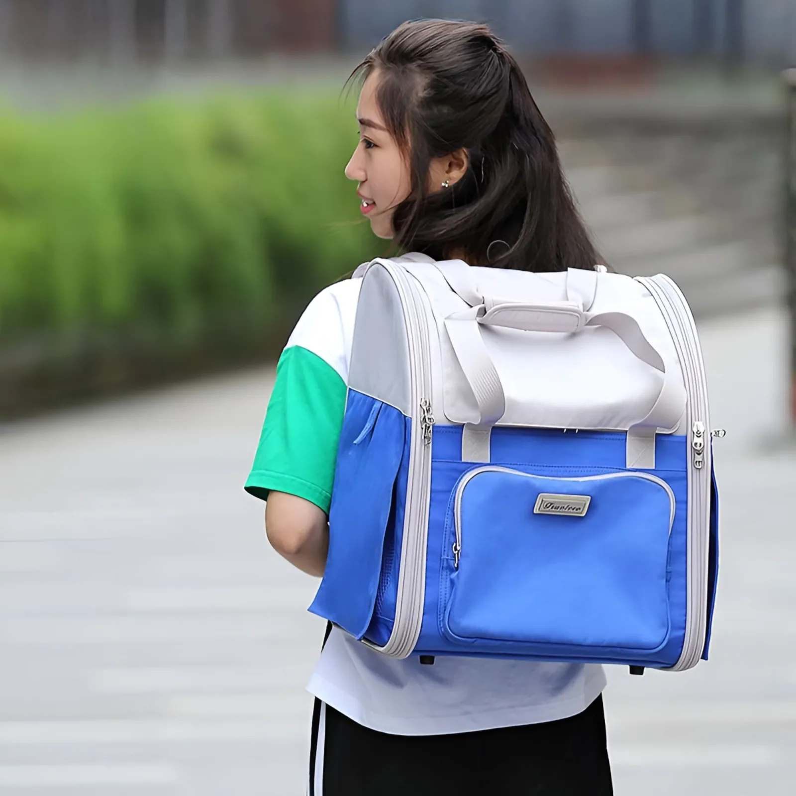 Truelove Pet Outdoor Carrier for Dogs & Cats (White Sand and Dazzling Blue)